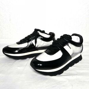 Jessica Rich Transparent Patent Leather Sneakers — Black/White